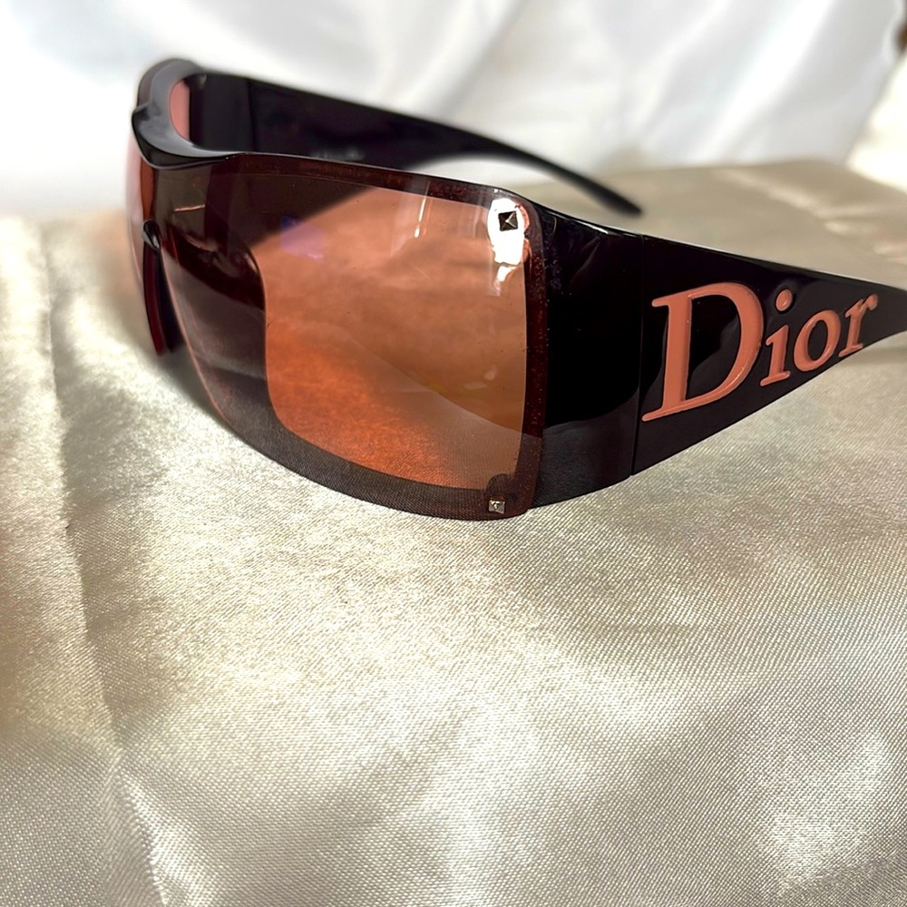 Authentic DIOR Overshine Mask Ski Red Brown Sunglasses PreOwned